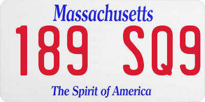 MA license plate 189SQ9