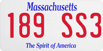 MA license plate 189SS3