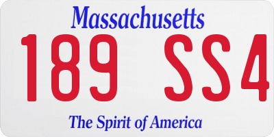 MA license plate 189SS4