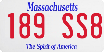 MA license plate 189SS8