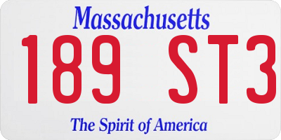 MA license plate 189ST3