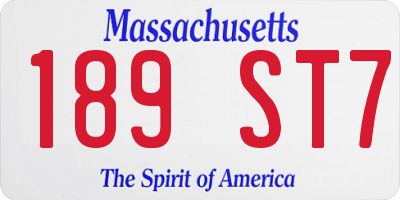 MA license plate 189ST7