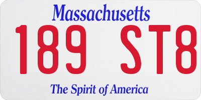 MA license plate 189ST8
