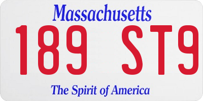 MA license plate 189ST9