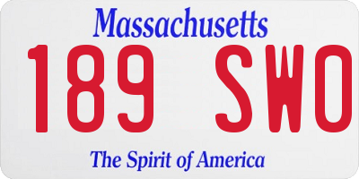 MA license plate 189SW0