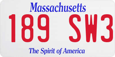 MA license plate 189SW3