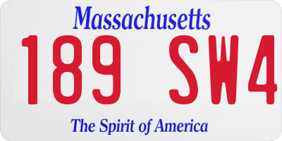 MA license plate 189SW4