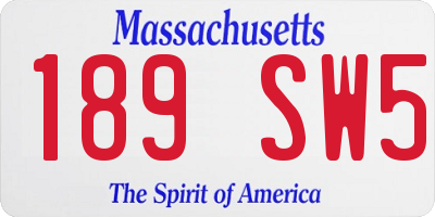 MA license plate 189SW5
