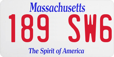MA license plate 189SW6