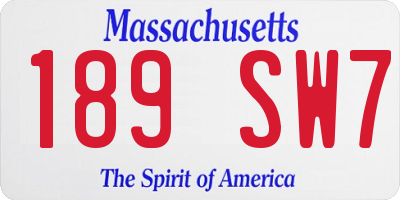 MA license plate 189SW7