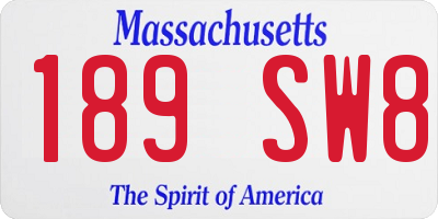 MA license plate 189SW8