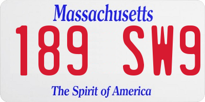 MA license plate 189SW9