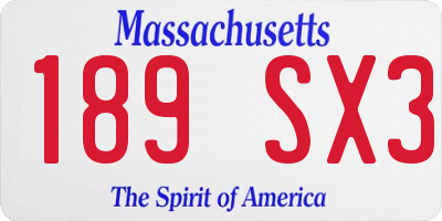 MA license plate 189SX3