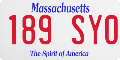 MA license plate 189SY0