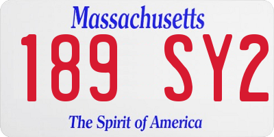 MA license plate 189SY2