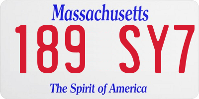 MA license plate 189SY7