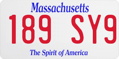 MA license plate 189SY9