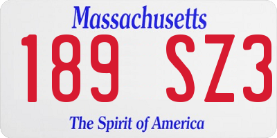 MA license plate 189SZ3