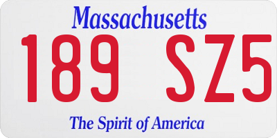 MA license plate 189SZ5