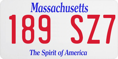 MA license plate 189SZ7