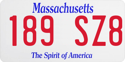 MA license plate 189SZ8