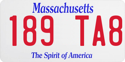 MA license plate 189TA8