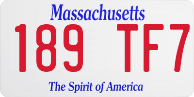 MA license plate 189TF7