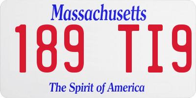 MA license plate 189TI9