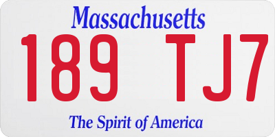 MA license plate 189TJ7