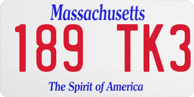 MA license plate 189TK3