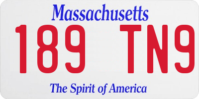 MA license plate 189TN9