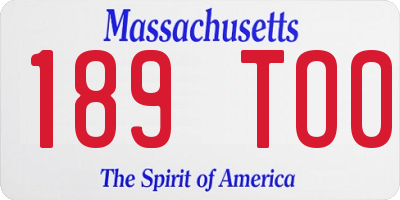 MA license plate 189TO0