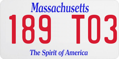MA license plate 189TO3