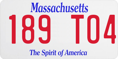 MA license plate 189TO4