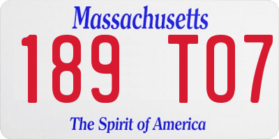 MA license plate 189TO7