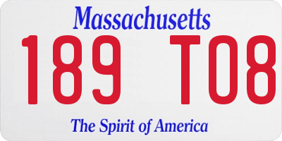 MA license plate 189TO8