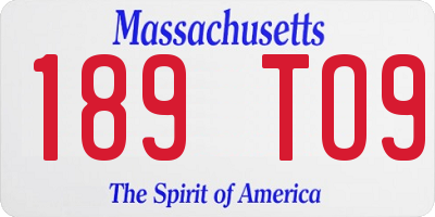 MA license plate 189TO9