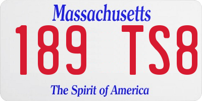 MA license plate 189TS8