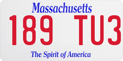 MA license plate 189TU3