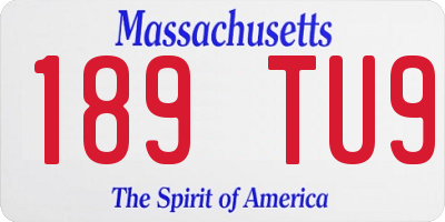MA license plate 189TU9