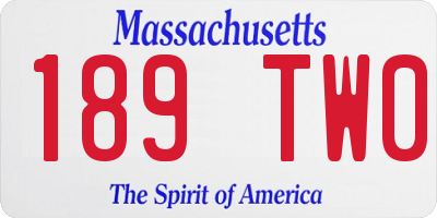 MA license plate 189TW0