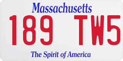 MA license plate 189TW5