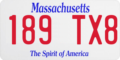 MA license plate 189TX8