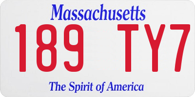 MA license plate 189TY7