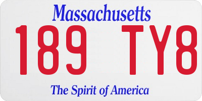 MA license plate 189TY8
