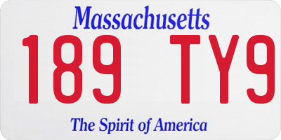 MA license plate 189TY9