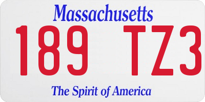 MA license plate 189TZ3