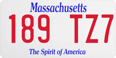 MA license plate 189TZ7