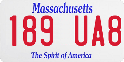 MA license plate 189UA8