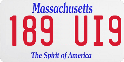 MA license plate 189UI9